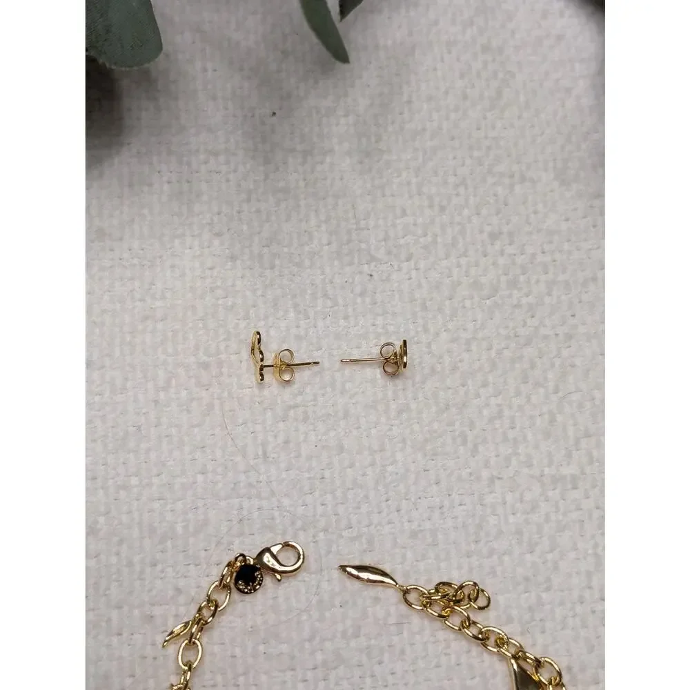 Gorjana Heart Earring and Spike Bracelet Set in Gold - Picture 3 of 4